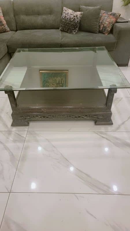 Solid Sheesham Wood Center Table With Thick Glass 1