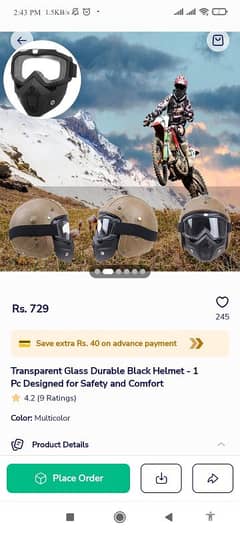 Transparent Glass Durable Black Helmet