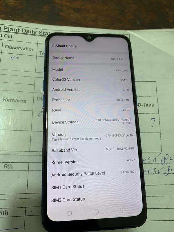 Oppo a5s used condition like a new good Health 2