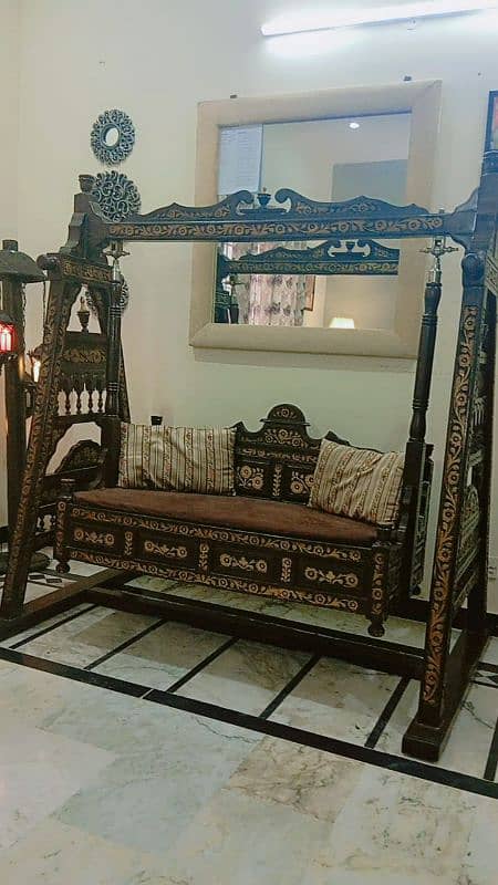 7 seater sofa plus wooden chinyoti swing for sale 6