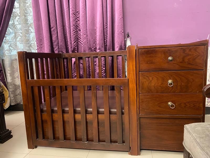 wooden baby cot with drawers 2