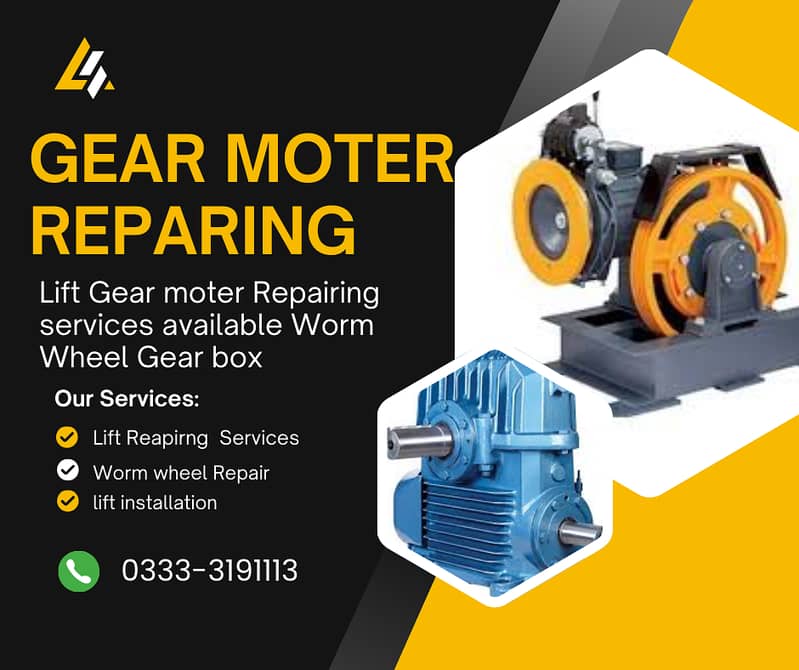 Gear motor Services worm wheel  lift reparing lift motor  services 0