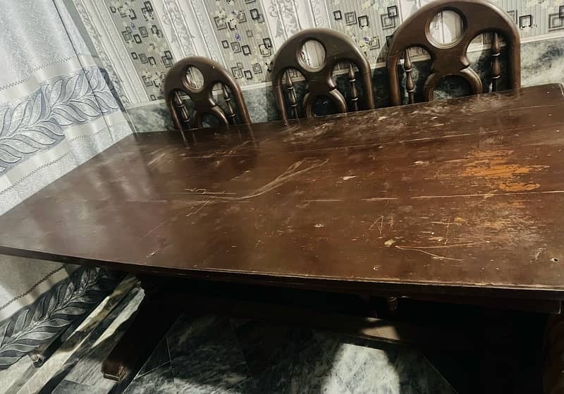 Pure wood Dining table with 6 chairs 0