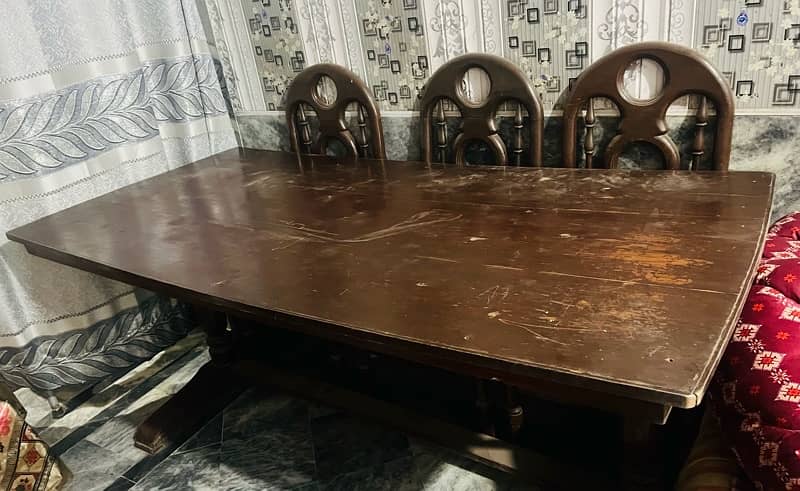 Pure wood Dining table with 6 chairs 3