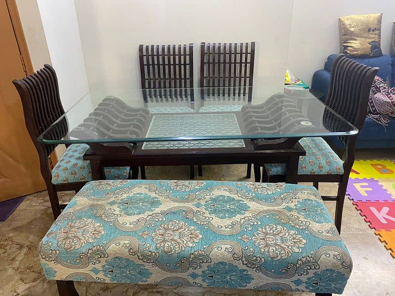 wooden dining table with glass top 3