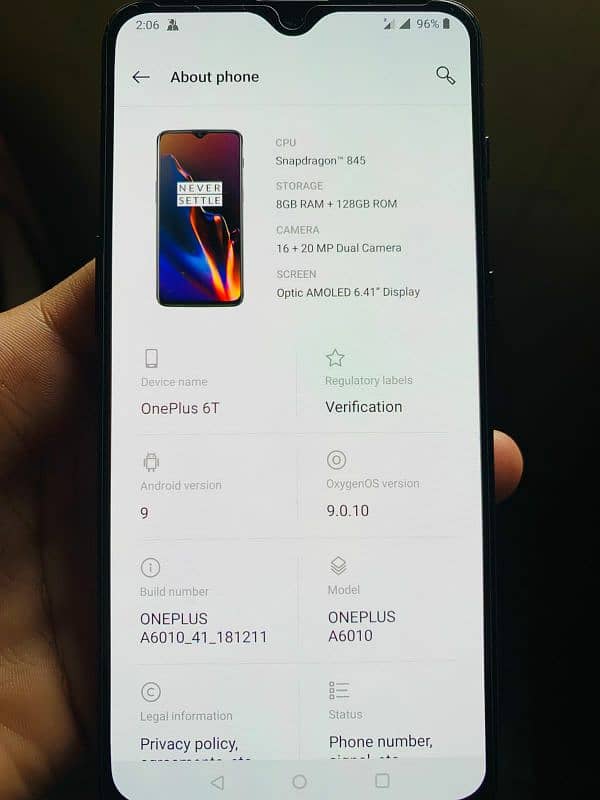 OnePlus 6T 8/128GB Snapdragon 845 PTA Approved Dual Sim 7