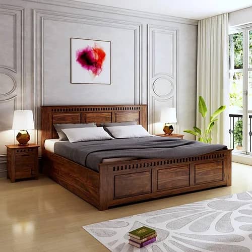 Bed Set - Bedroom Set - Double Bed - Wooden Bed - Bed with Side Table 1