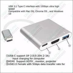 3 in 1 Multiport Type-c Usb To Hdmi Adapter Usb 3.0 Port Converter