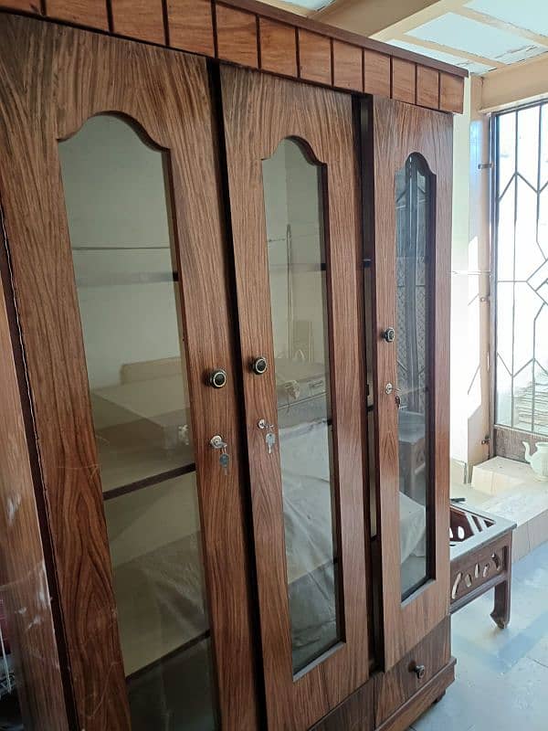 Glass Door Wooden Showcase almari cabinet 0