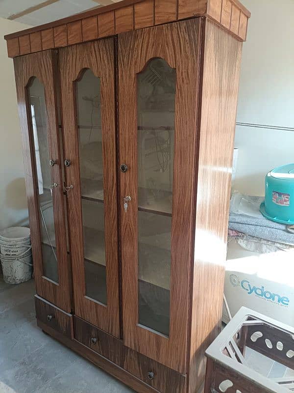 Glass Door Wooden Showcase almari cabinet 1