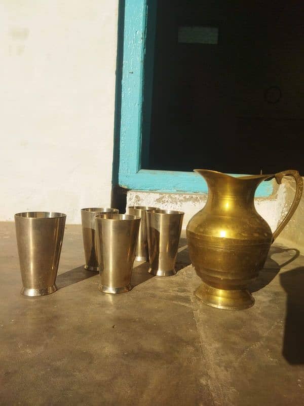 "Vintage Brass Water Set 12