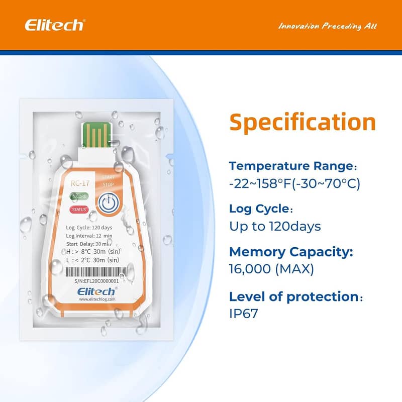 Elitech RC17 Disposable USB Temperature Data Logger In Pakistan 0