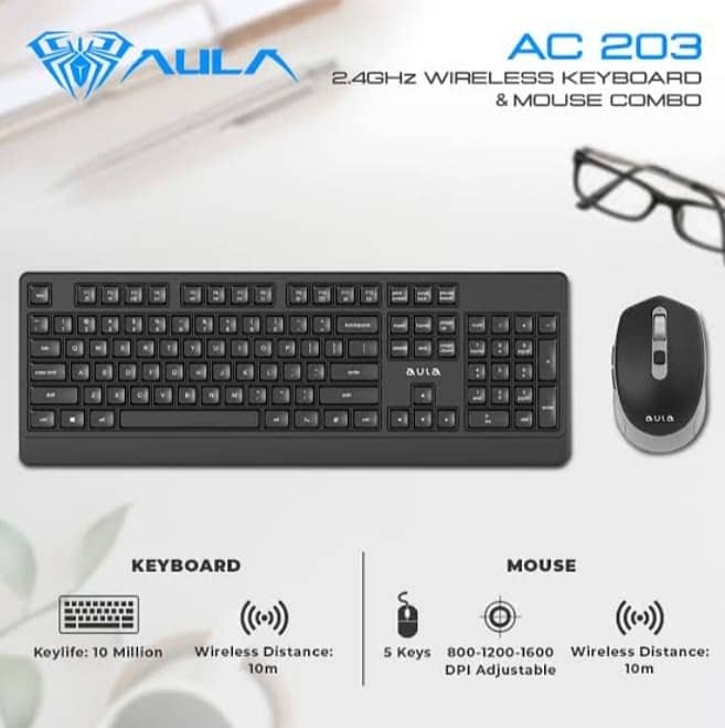 Aula AC203 Wireless keyboard and mouse Combo- 2.4Ghz 1