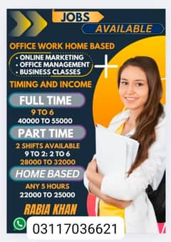 part time full time office work home base staff Required