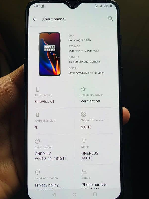 OnePlus 6T 8/128GB Snapdragon 845 PTA Approved Dual Sim 2