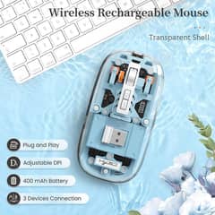 Yilima Transparent Wireless Multipe Mode Rechargeable mouse