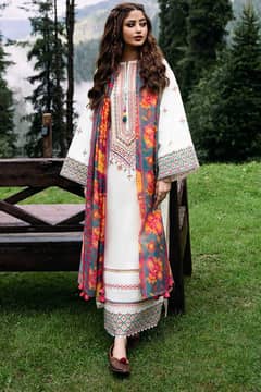 3 Pcs Women's Unstitched Embroidered Suit