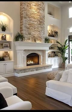 Fireplace - Marble fireplace - Electric fireplace - Fire decoration