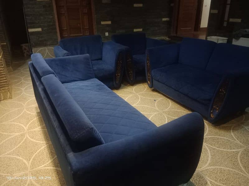 Blue colours Sofa Set velvet 1