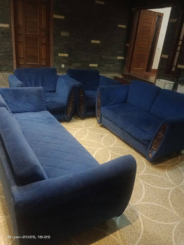 Blue colours Sofa Set velvet 2