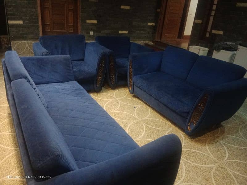 Blue colours Sofa Set velvet 3