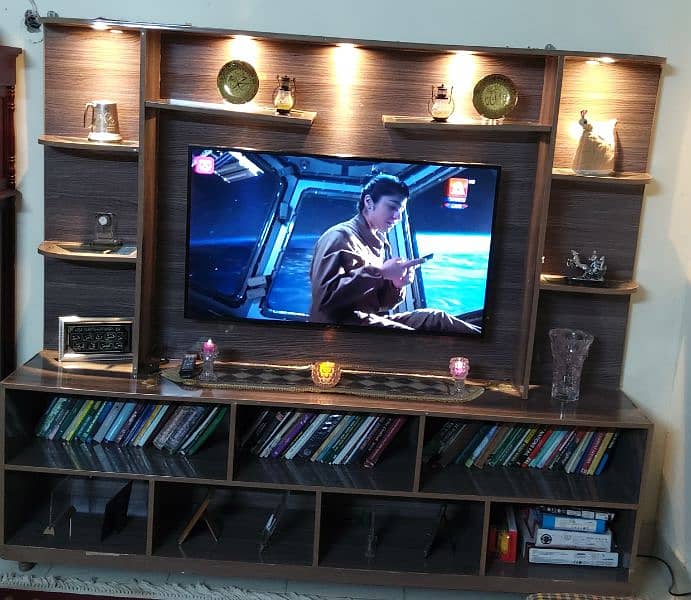 LED TV Rack - wooden with decoration lights 0