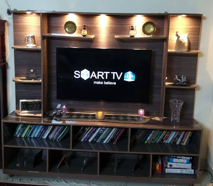 LED TV Rack - wooden with decoration lights 2