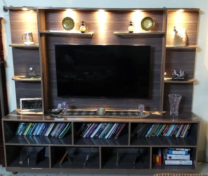 LED TV Rack - wooden with decoration lights 4