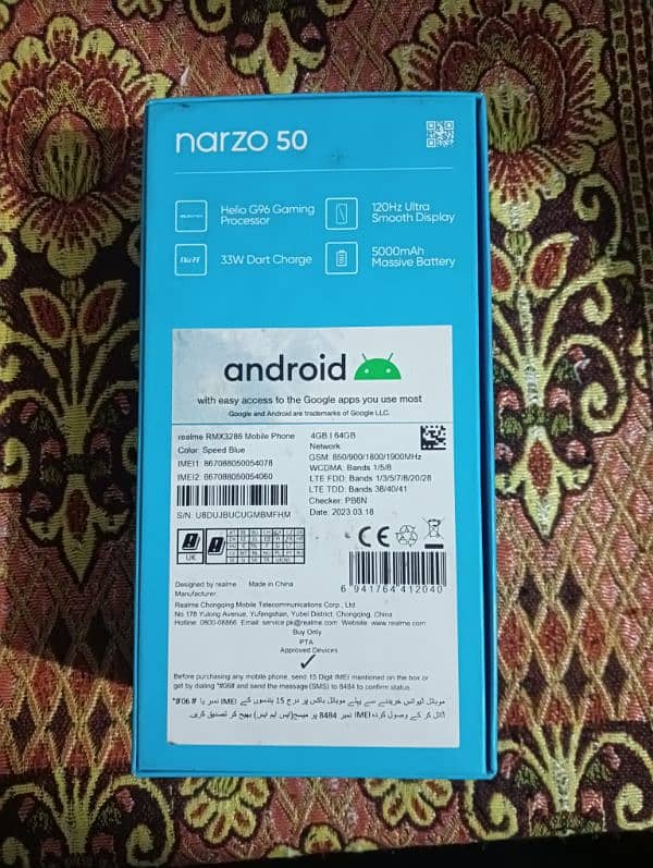 Narzo 50 4Gb 64gb ufs 2.2 storge 6