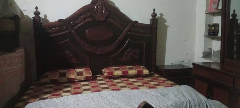 wooden bed, two side table and dressing table 0