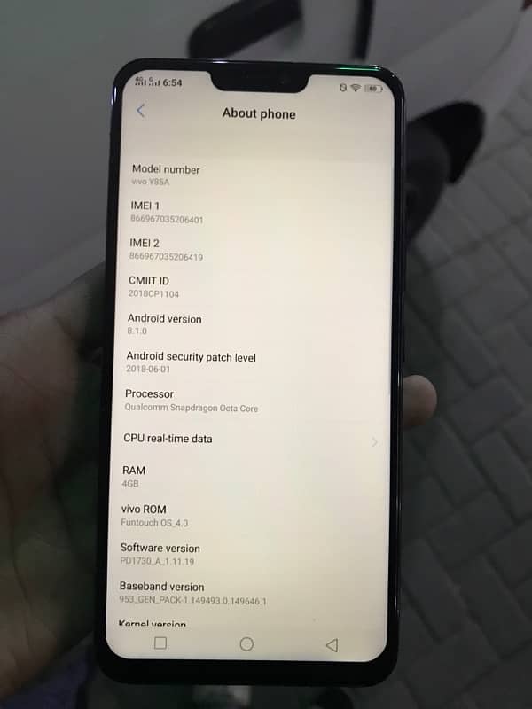 Vivo y85A PTA approved 4/64gb 6