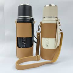 Premium 800ml Steel Water Bottle with Leather Cover