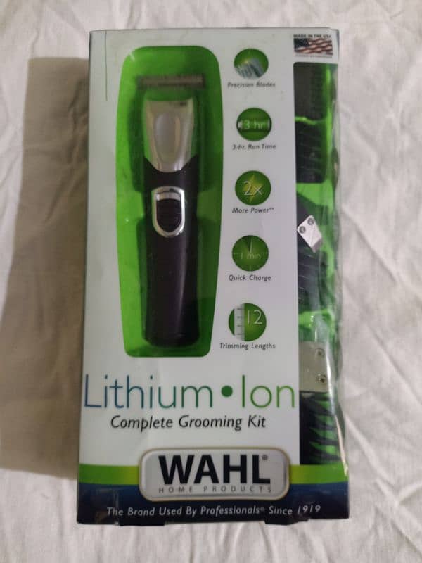 WAHL -LITHIUM-LON RECHARGABLE TRIMMER FULL GROOMING KIT MADE IN USA 6