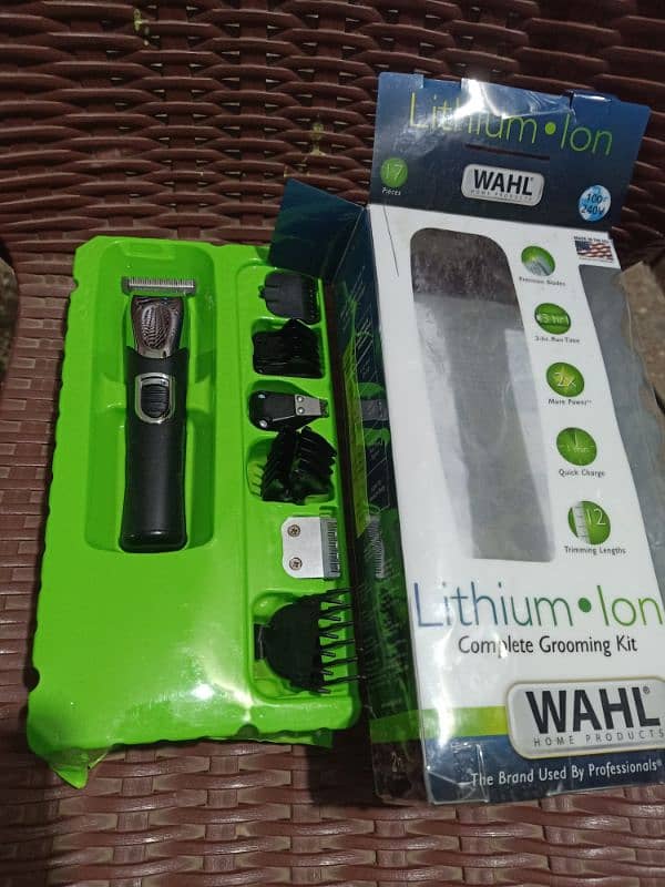 WAHL -LITHIUM-LON RECHARGABLE TRIMMER FULL GROOMING KIT MADE IN USA 10