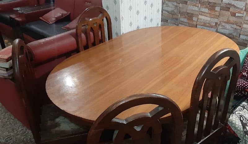 Wooden dining table with six chairs 1