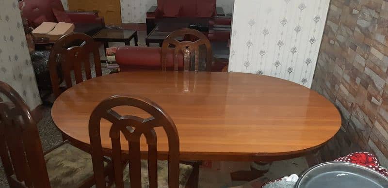 Wooden dining table with six chairs 6