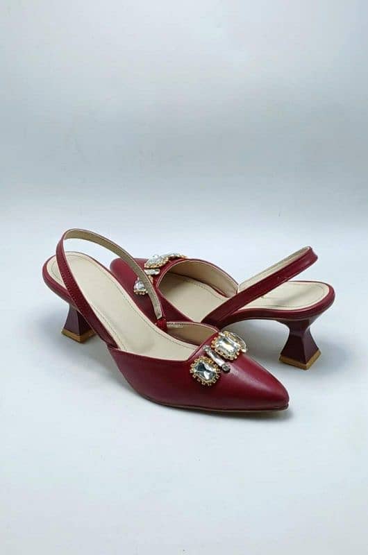 elegant women's maroon cone heel shoes -Fancy Formal  Footwear 4