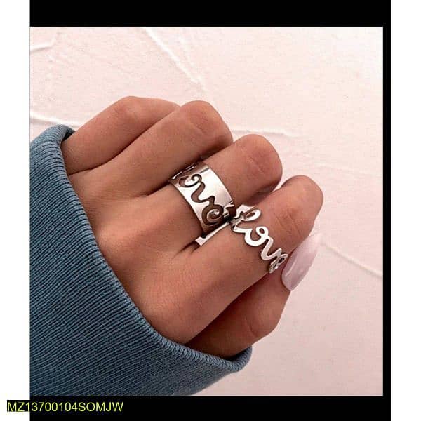 two piece trendy couple love ring 0