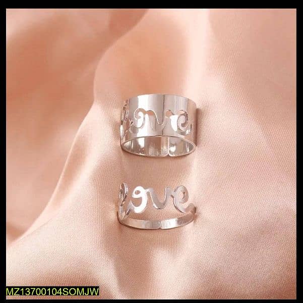 two piece trendy couple love ring 1