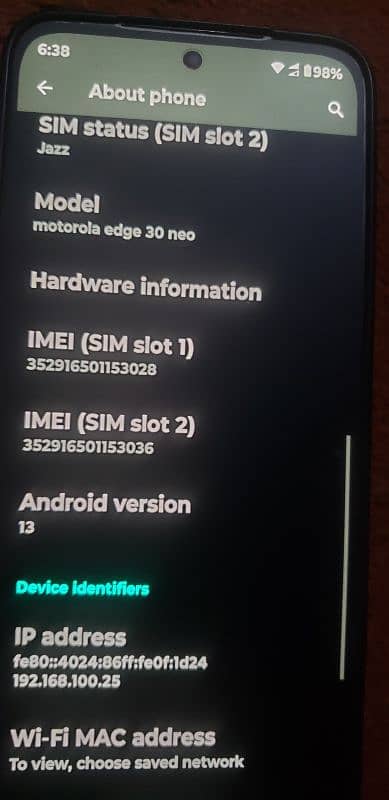 Motorola edge 30 neo 8,128 11