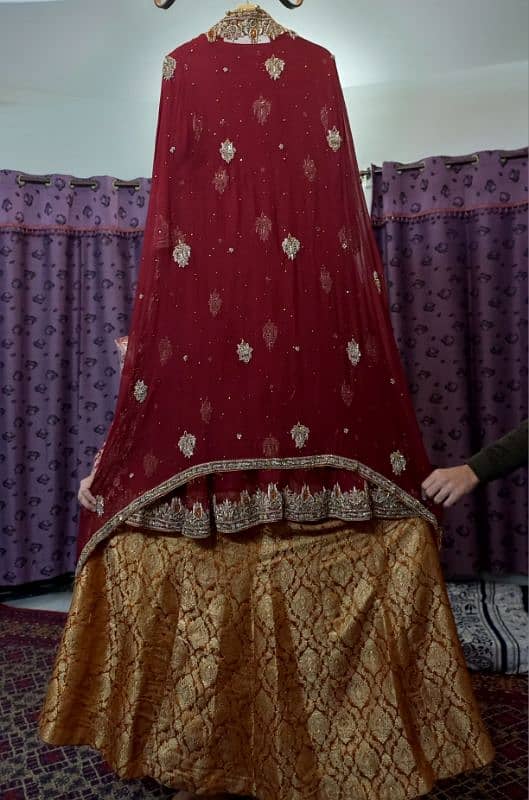 Maroon Bridal Dress | Lehnga & Frok | Mohsin Sons | Baraat | Shefoon 2