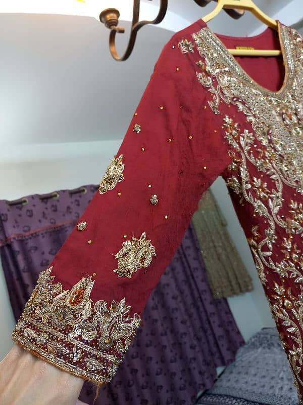 Maroon Bridal Dress | Lehnga & Frok | Mohsin Sons | Baraat | Shefoon 5