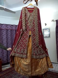 Maroon Bridal Dress | Lehnga & Frok | Mohsin Sons | Baraat | Shefoon