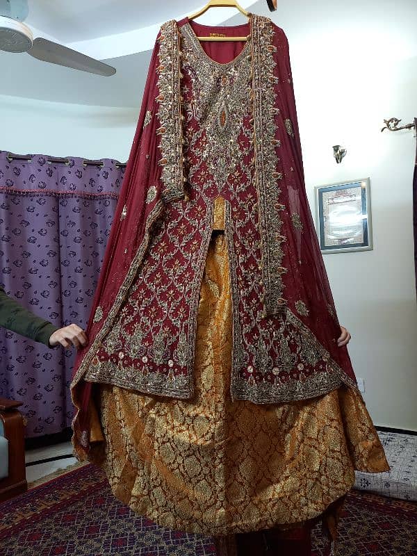 Maroon Bridal Dress | Lehnga & Frok | Mohsin Sons | Baraat | Shefoon 6