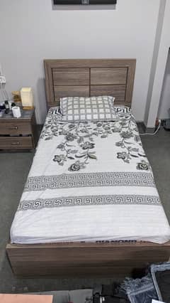 Single Bed with Mattress and Side Table