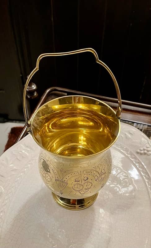 Hand Carved Brass Ice Bucket 1