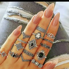 Alloy Metal 15 Rings Set