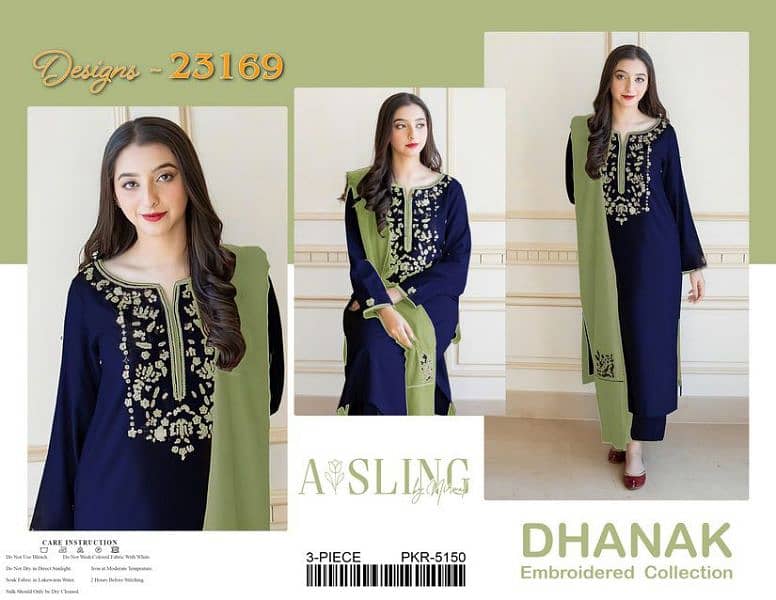 Asling Dhanak Embroidered 3Piece 3