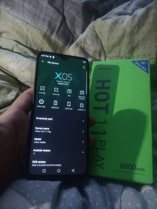 infinix hot 11 play 4/64 Dual sim official approved 10/10 seald set 1