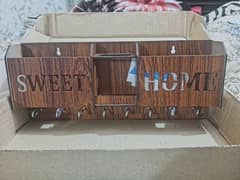 wooden mobile stand and key holder